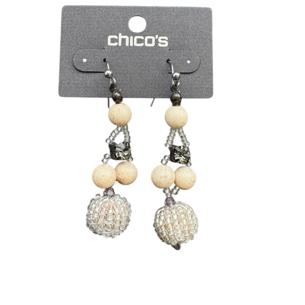 Chico's Cream and Silver Dangle Earrings
